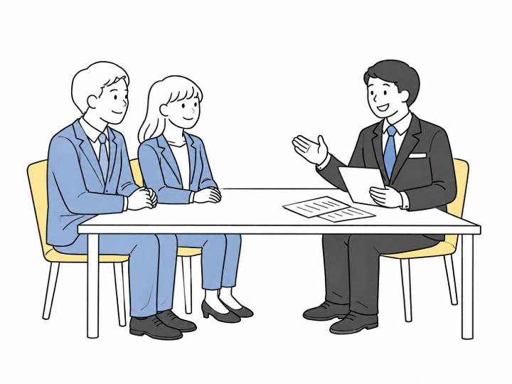 ヒアリングの様子のイラスト