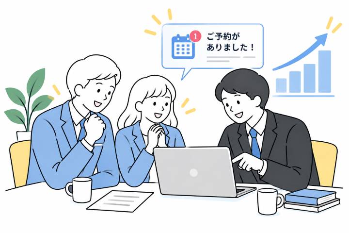 サイト公開後の様子のイラスト